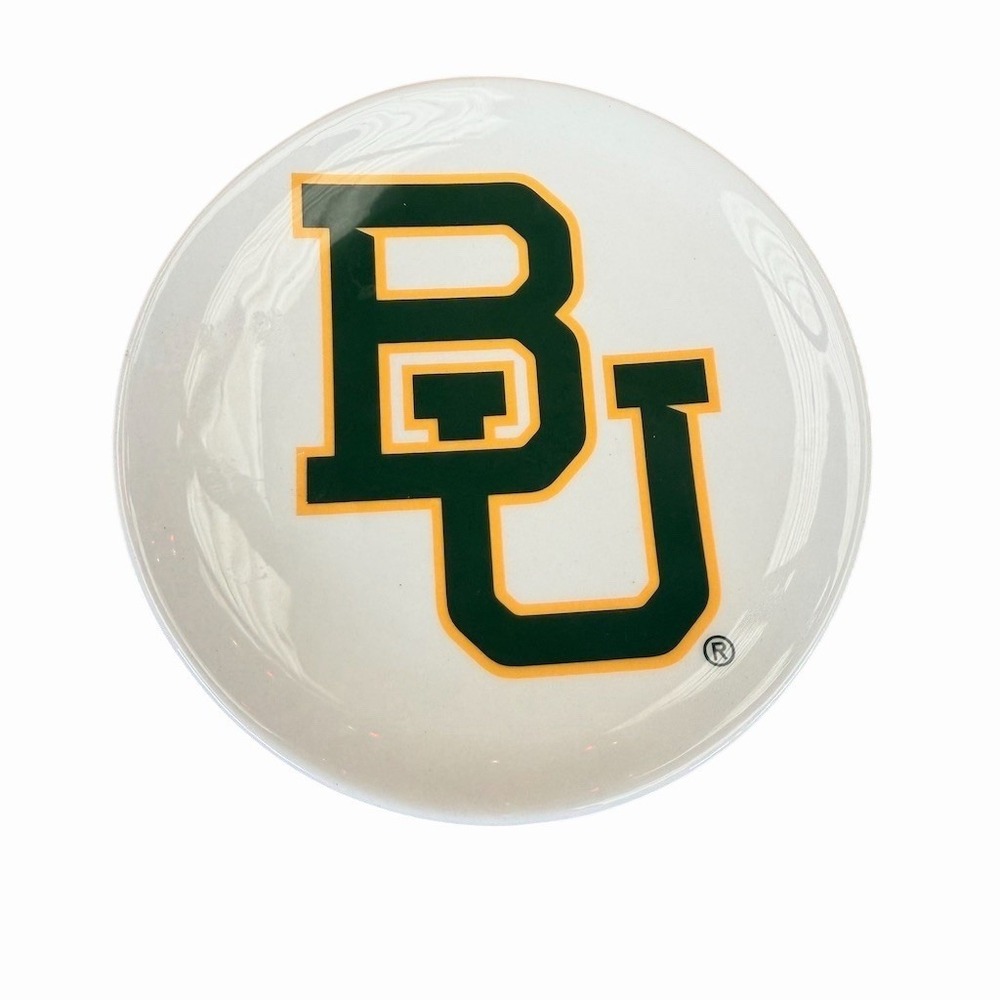 Baylor University BU Logo Round Trinket Tray Dish White Green Gold NCAA